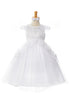 Rainkids Little Girls Sequin Beaded Lace Satin Tulle Christening Gown 2-6